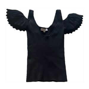JW ANDERSON Black Ruffle Sleeve Tank Top XS